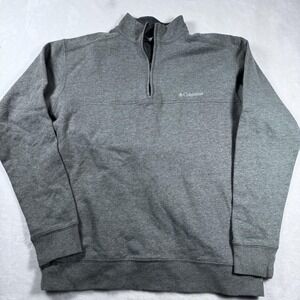 Columbia Sweater Mens Small Gray Quarter Zip‎ Fleece Pullover Casual Outdoor